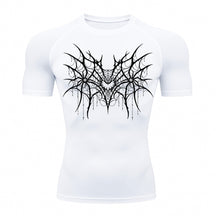 Camiseta Compressão Uv 50+ Manga Curta Cyber Tribal Spider Symmetric Web Rash Guard