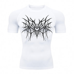 Camiseta Compressão Uv 50+ Manga Curta Cyber Tribal Spider Symmetric Web Rash Guard