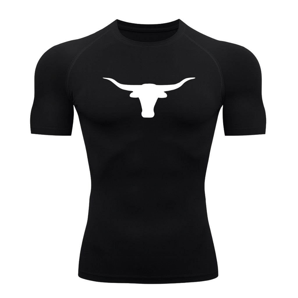 Camiseta Compressão Uv Manga Curta Estampa Da Roça Marca Do Touro Alpha Rash Guard