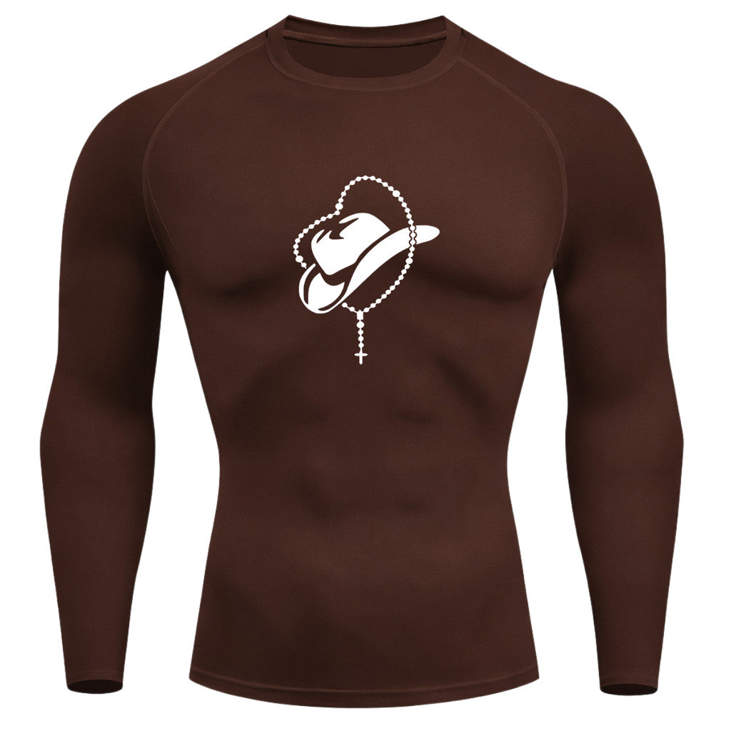 Camiseta Compressão Uv Manga Longa Estampa Da Roça Cowboy Sagrado Rash Guard