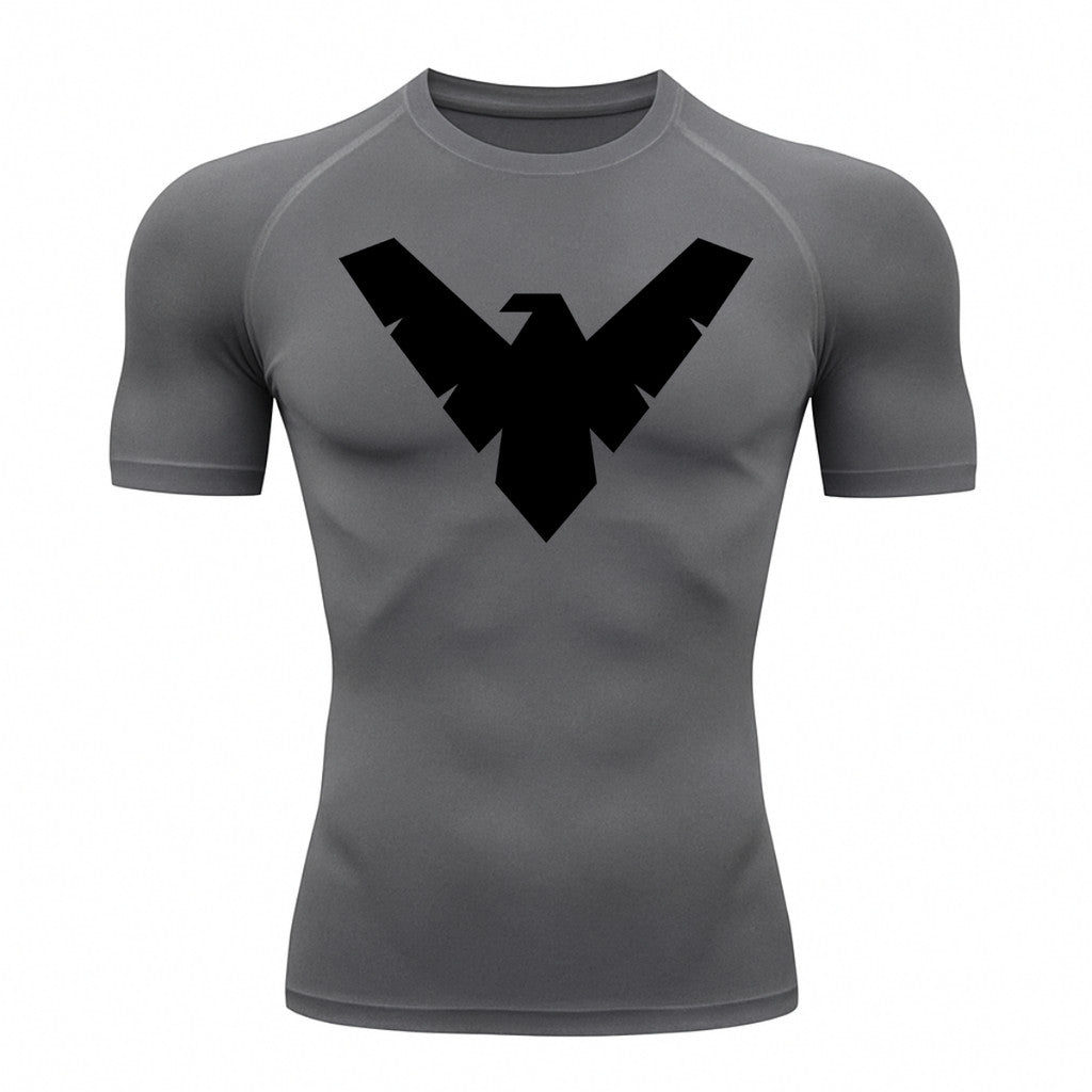 Camiseta Compressão Proteção Uv 50+ Manga Curta Asa Noturno Rash Guard
