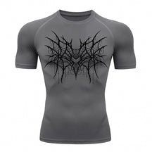 Camiseta Compressão Uv 50+ Manga Curta Cyber Tribal Spider Symmetric Web Rash Guard
