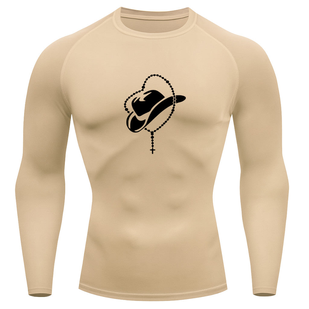 Camiseta Compressão Uv Manga Longa Estampa Da Roça Cowboy Sagrado Rash Guard