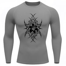Camiseta Compressão Uv 50+ Manga Longa Cyber Tribal Dark Bloom Nature Rash Guard