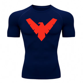 Camiseta Compressão Proteção Uv 50+ Manga Curta Asa Noturno Rash Guard