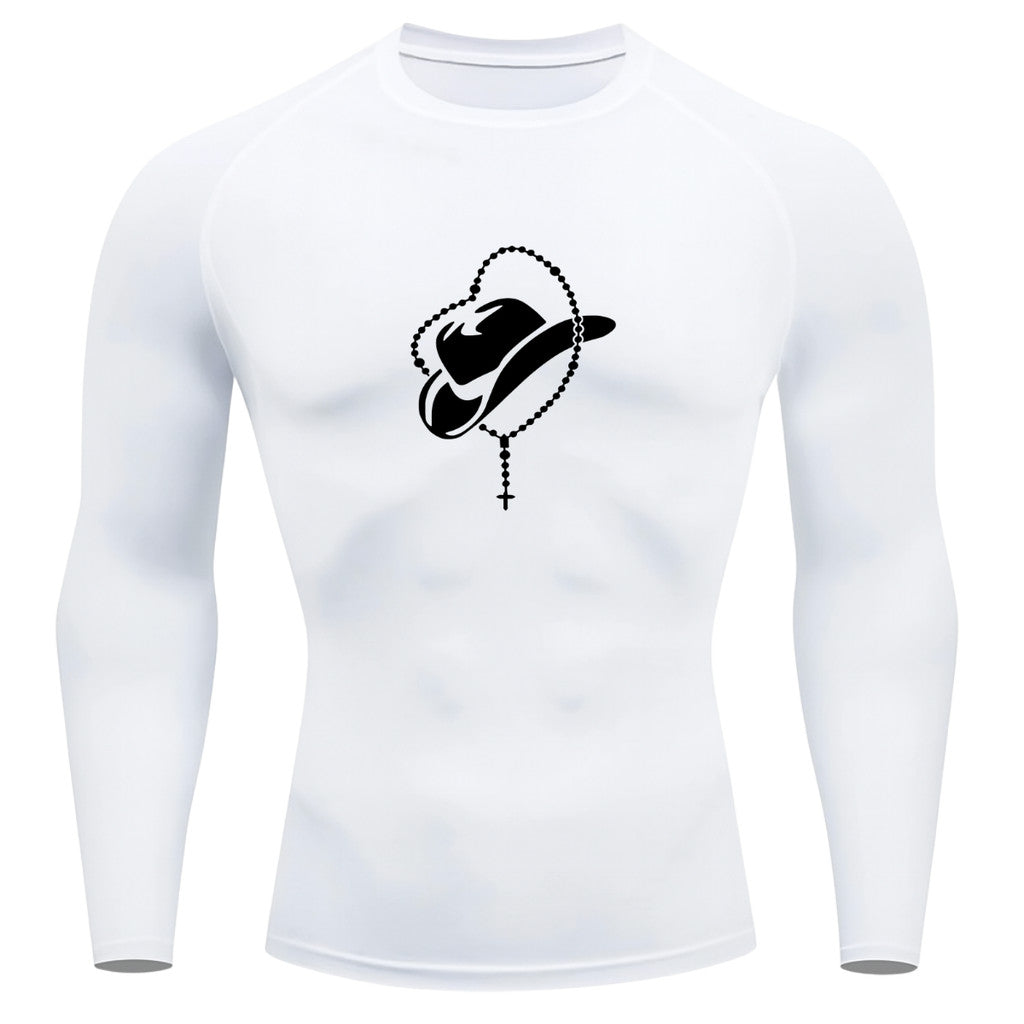 Camiseta Compressão Uv Manga Longa Estampa Da Roça Cowboy Sagrado Rash Guard