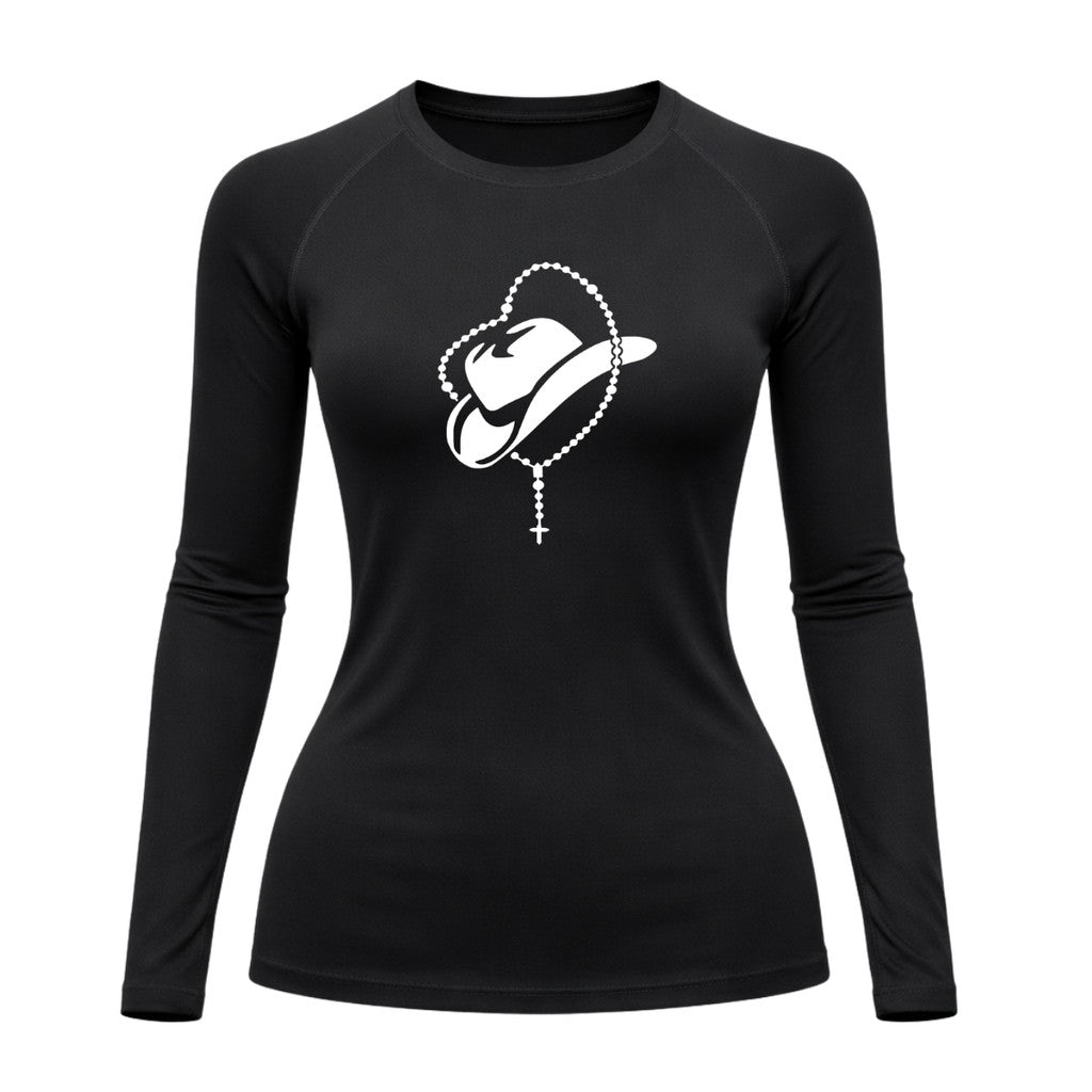 Camiseta Compressão Uv Manga Longa Estampa Da Roça Cowboy Sagrado