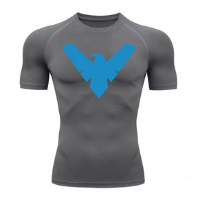 Camiseta Compressão Proteção Uv 50+ Manga Curta Asa Noturno Rash Guard