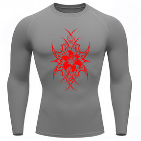 Camiseta Compressão Uv 50+ Manga Longa Cyber Tribal Dark Bloom Nature Rash Guard