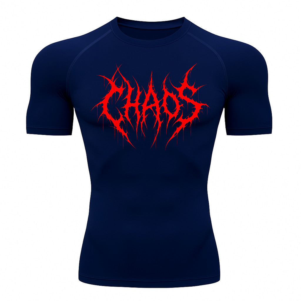 Camiseta Compressão Uv 50+ Manga Curta Cyber Tribal Emblem Of Chaos Rash Guard