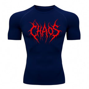 Camiseta Compressão Uv 50+ Manga Curta Cyber Tribal Emblem Of Chaos Rash Guard