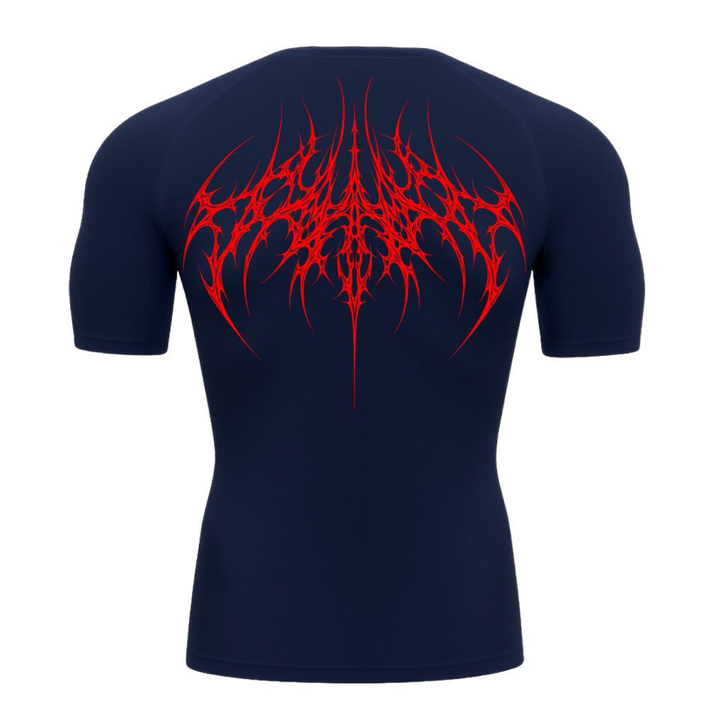 Camiseta Compressão Uv 50+ Manga Curta Cyber Tribal Atoomic Veins Structure Rash Guard