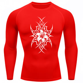 Camiseta Compressão Uv 50+ Manga Longa Cyber Tribal Dark Bloom Nature Rash Guard