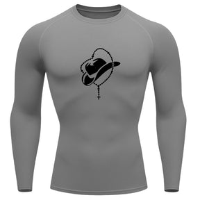 Camiseta Compressão Uv Manga Longa Estampa Da Roça Cowboy Sagrado Rash Guard
