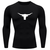 Camiseta Compressão Uv Manga Longa Estampa Da Roça Marca Do Touro Alpha Rash Guard