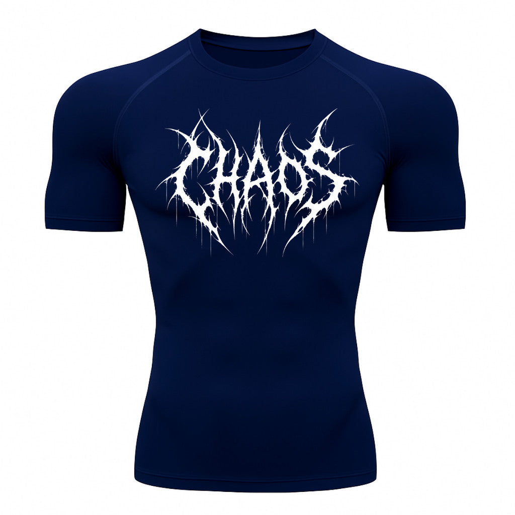 Camiseta Compressão Uv 50+ Manga Curta Cyber Tribal Emblem Of Chaos Rash Guard