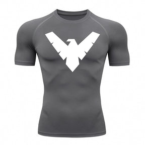 Camiseta Compressão Proteção Uv 50+ Manga Curta Asa Noturno Rash Guard