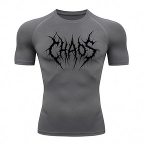 Camiseta Compressão Uv 50+ Manga Curta Cyber Tribal Emblem Of Chaos Rash Guard