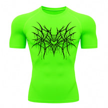Camiseta Compressão Uv 50+ Manga Curta Cyber Tribal Spider Symmetric Web Rash Guard