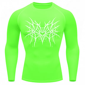 Camiseta Compressão Uv 50+ Manga Longa Cyber Tribal Spider Symmetric Web Rash Guard