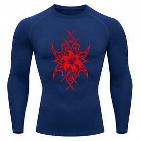Camiseta Compressão Uv 50+ Manga Longa Cyber Tribal Dark Bloom Nature Rash Guard