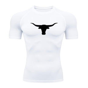Camiseta Compressão Uv Manga Curta Estampa Da Roça Marca Do Touro Alpha Rash Guard
