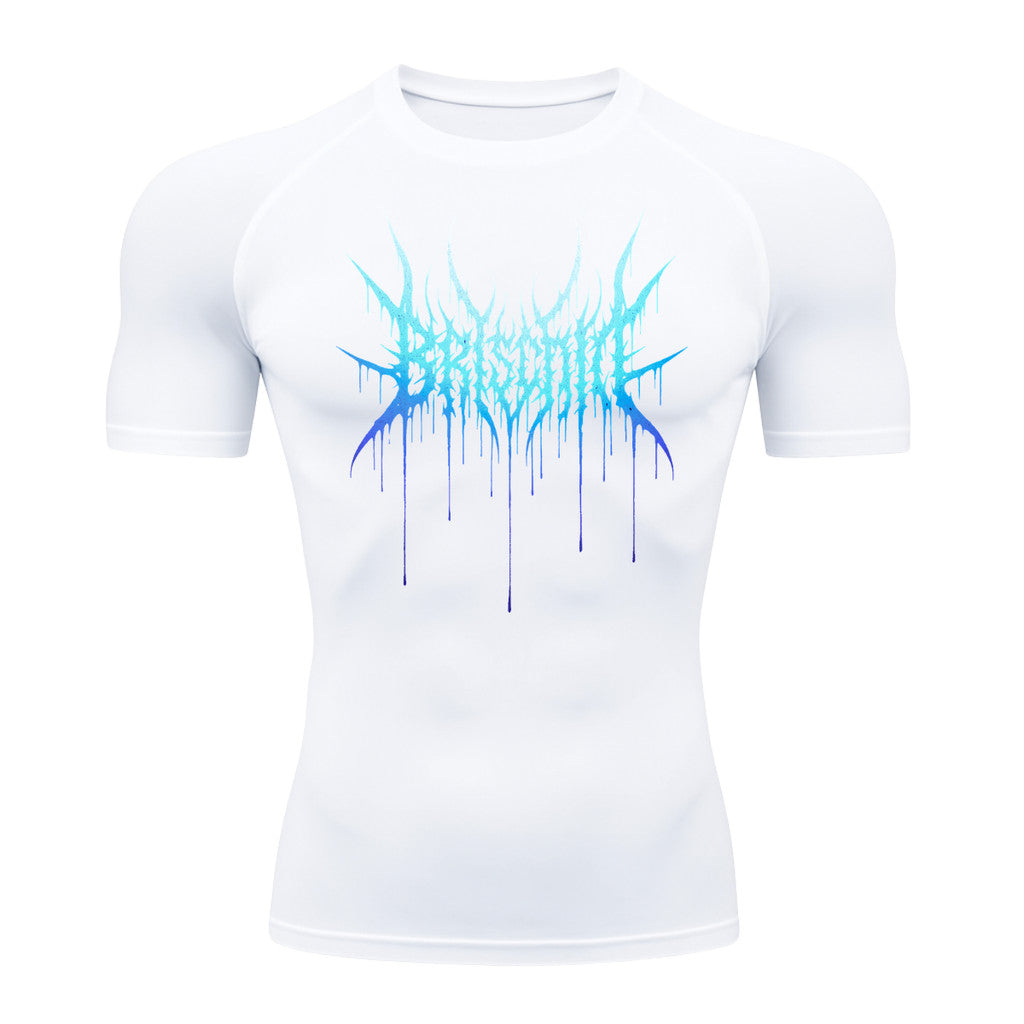 Camiseta Compressão Proteção Uv Segunda Pele Manga Curta Cyber Tribal Briscode Dark Rash Guard