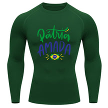 Camiseta Compressão Manga Longa Proteção UV 50+ Pátria Amada Brasil Camiseta Varias Cores Rash Guard
