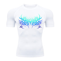 Camiseta Compressão Proteção Uv Segunda Pele Manga Curta Cyber Tribal Metal Dark Darknes Rash Guard