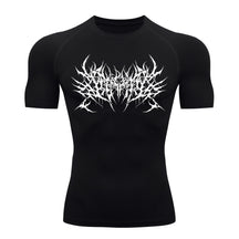 Camiseta Compressão Proteção Uv Segunda Pele Manga Curta Cyber Tribal Metal Dark Darknes Rash Guard