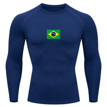 Camiseta Compressão Manga Longa Proteção UV 50+ Bandeira Do Brasil Camiseta Varias Cores Rash Guard