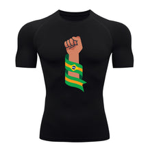 Camiseta Compressão Manga Curta Proteção UV 50+ Resistência Brasil Colorido Camiseta Varias Cores Rash Guard