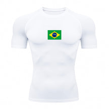 Camiseta Compressão Manga Curta Proteção UV 50+ Bandeira Do Brasil Varias Cores Rash Guard