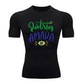Camiseta Compressão Manga Curta Proteção UV 50+ Pátria Amada Brasil Varias Cores Rash Guard