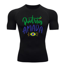 Camiseta Compressão Manga Curta Proteção UV 50+ Pátria Amada Brasil Varias Cores Rash Guard