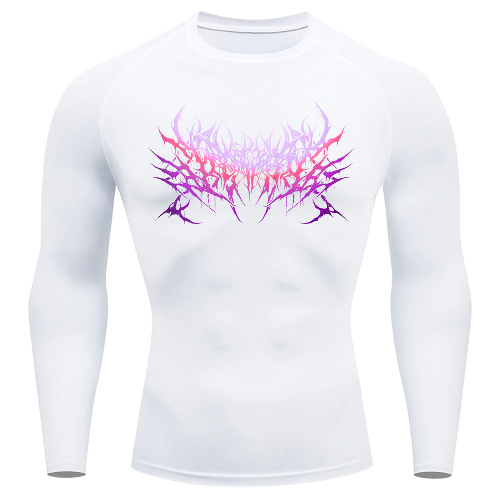 Camiseta Compressão Manga Longa Proteção Uv Segunda Pele Cyber Tribal Metal Dark Darknes Rash Guard