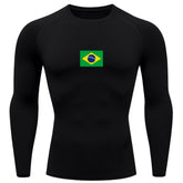 Camiseta Compressão Manga Longa Proteção UV 50+ Bandeira Do Brasil Camiseta Varias Cores Rash Guard