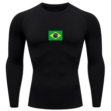 Camiseta Compressão Manga Longa Proteção UV 50+ Bandeira Do Brasil Camiseta Varias Cores Rash Guard