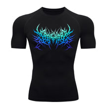 Camiseta Compressão Proteção Uv Segunda Pele Manga Curta Cyber Tribal Metal Dark Darknes Rash Guard