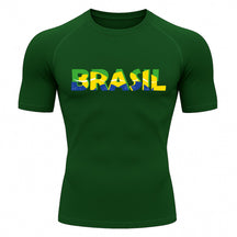 Camiseta Compressão Manga Curta Proteção UV 50+ Brasil Colorido Camiseta Varias Cores Rash Guard
