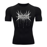 Camiseta Compressão Proteção Uv Segunda Pele Manga Curta Cyber Tribal Briscode Dark Rash Guard
