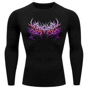 Camiseta Compressão Manga Longa Proteção Uv Segunda Pele Cyber Tribal Metal Dark Darknes Rash Guard