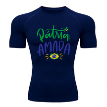 Camiseta Compressão Manga Curta Proteção UV 50+ Pátria Amada Brasil Varias Cores Rash Guard