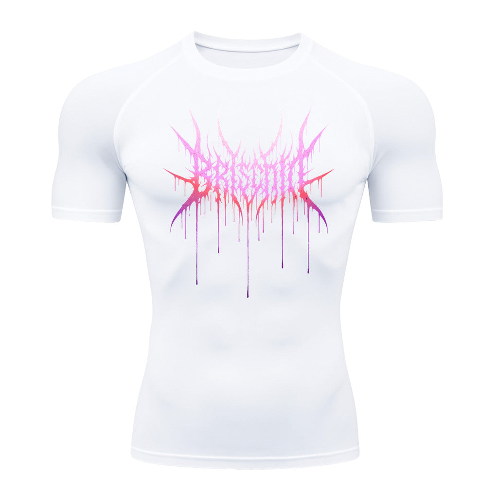 Camiseta Compressão Proteção Uv Segunda Pele Manga Curta Cyber Tribal Briscode Dark Rash Guard