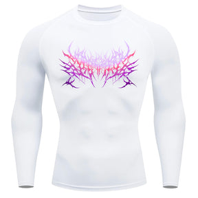 Camiseta Compressão Manga Longa Proteção Uv Segunda Pele Cyber Tribal Metal Dark Darknes Rash Guard