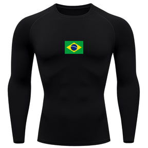 Camiseta Compressão Manga Longa Proteção UV 50+ Bandeira Do Brasil Camiseta Varias Cores Rash Guard