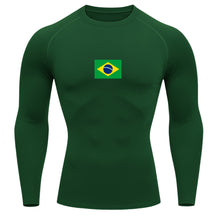 Camiseta Compressão Manga Longa Proteção UV 50+ Bandeira Do Brasil Camiseta Varias Cores Rash Guard