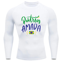Camiseta Compressão Manga Longa Proteção UV 50+ Pátria Amada Brasil Camiseta Varias Cores Rash Guard