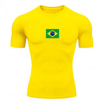 Camiseta Compressão Manga Curta Proteção UV 50+ Bandeira Do Brasil Varias Cores Rash Guard