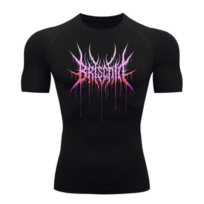Camiseta Compressão Proteção Uv Segunda Pele Manga Curta Cyber Tribal Briscode Dark Rash Guard